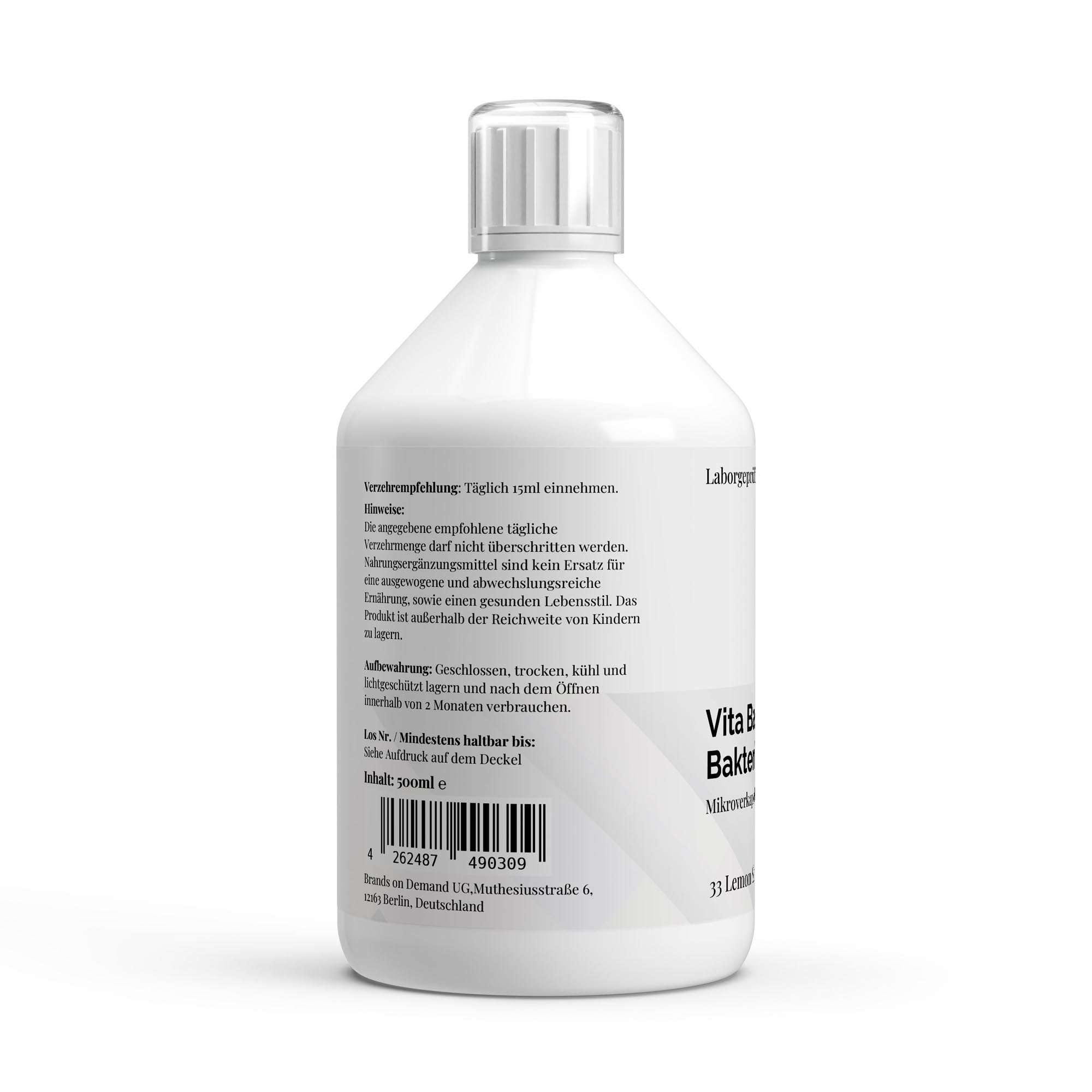 Cultivos bacterianos Vita Balance PLUS+ - 33 shots veganos de limón - 500 ml